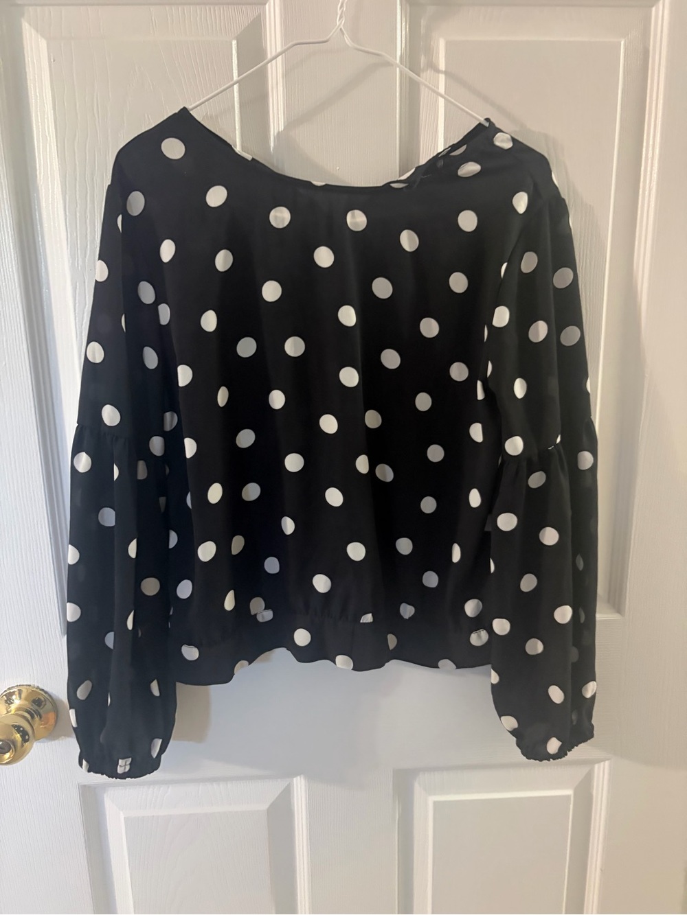 art class Black Polka Dot Long Sleeve Peplum Blouse